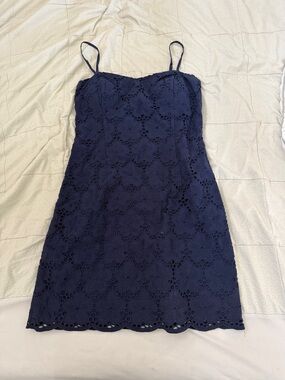 Lilly Pulitzer Navy Eyelet Spaghetti Strap Mini Dress